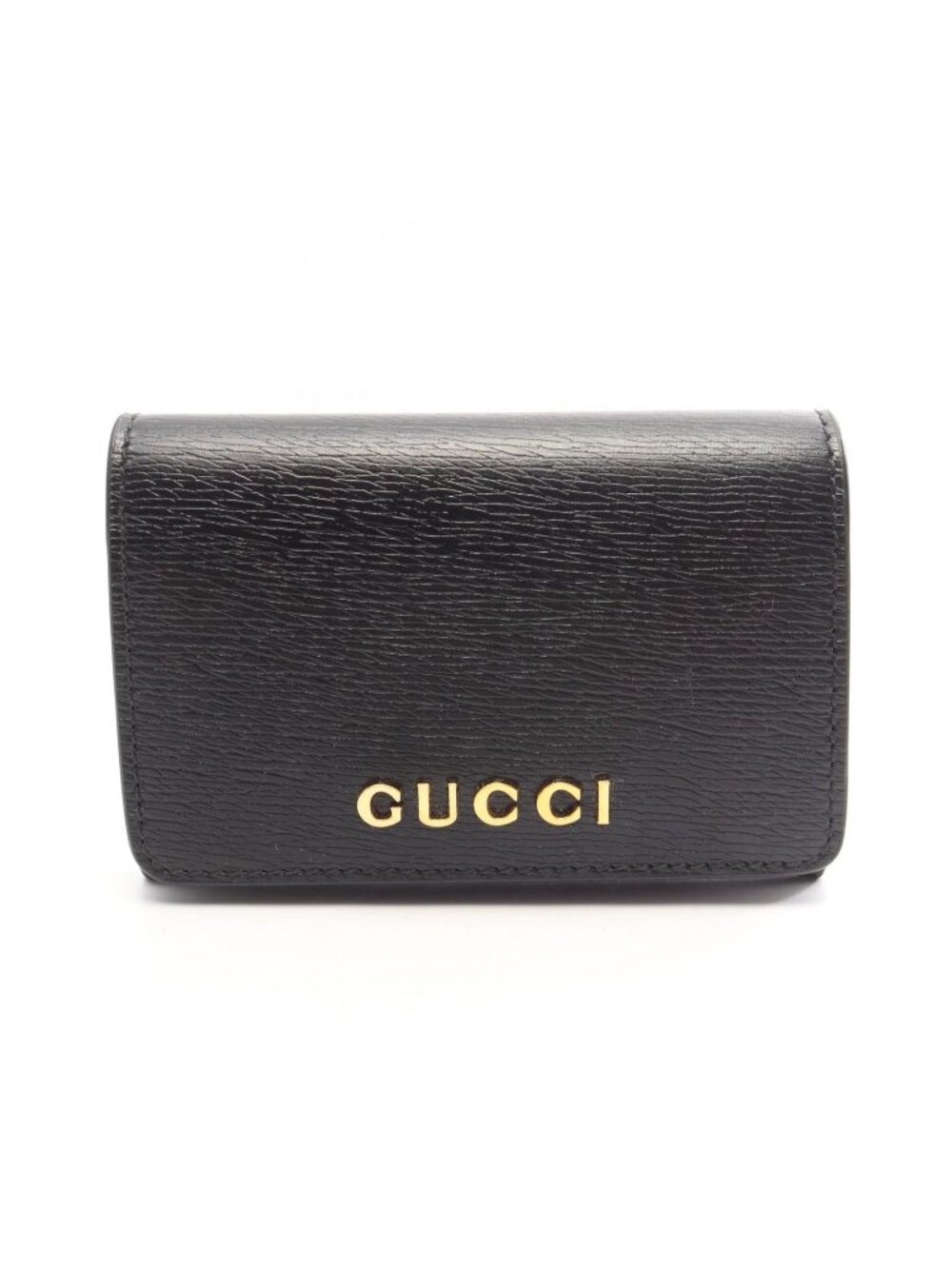 Gucci Card Case Script Black Leather